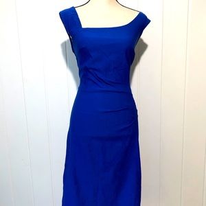 Belle Poque fitted asymmetrical neckline scrunch waist dress size large